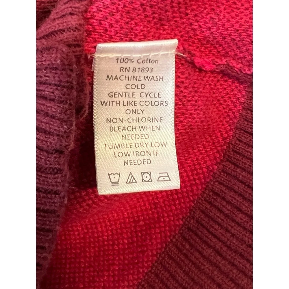 Red Medallion Jacquard Statement Holiday Knit Cardigan Sweater EUC L #653